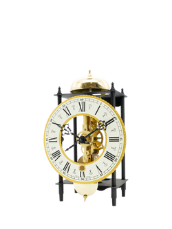 Acctim Alcester Mechanical Table Clock, 22cm, Black/Brass - view 2, Black/Brass