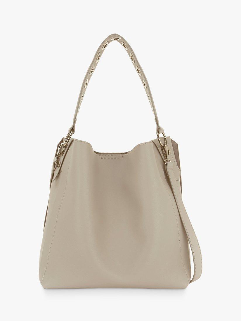 Mint Velvet Ellie Eyelet Shoulder Bag, Natural