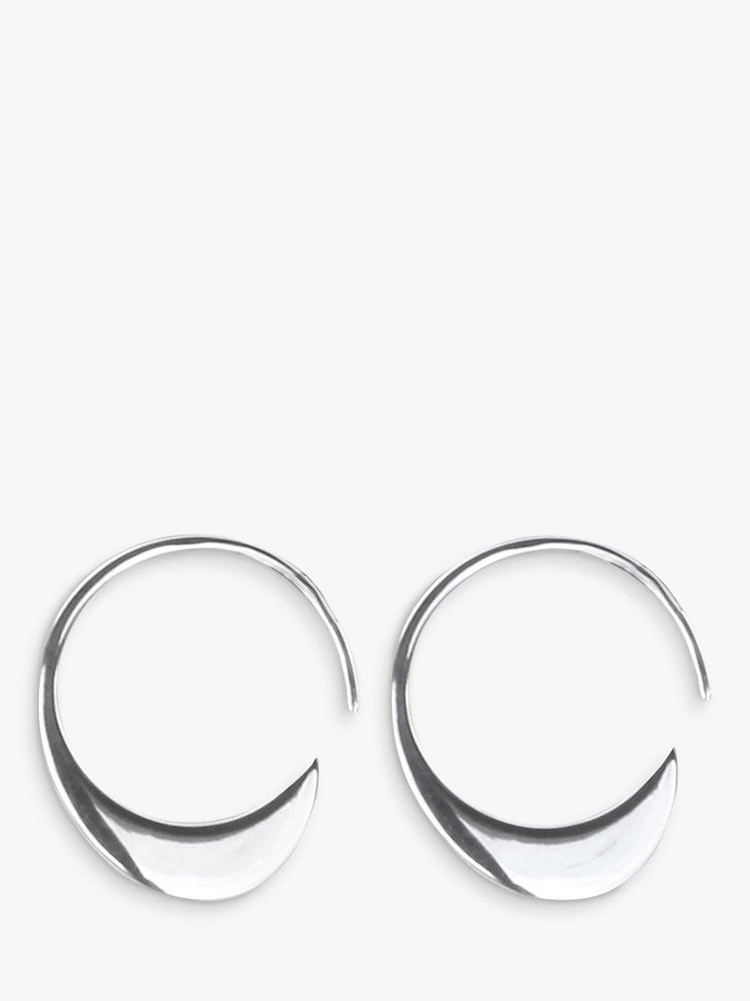Product image 1 of 2, which shows Nina B Slim Moon Hoop Earrings, Silver