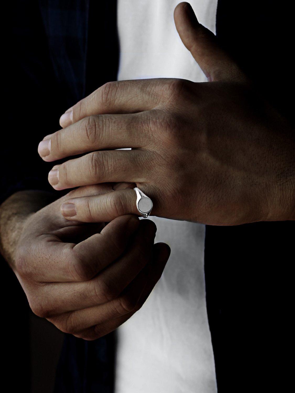 Product image 3 of 6, which shows Nina B Signet Ring, Silver