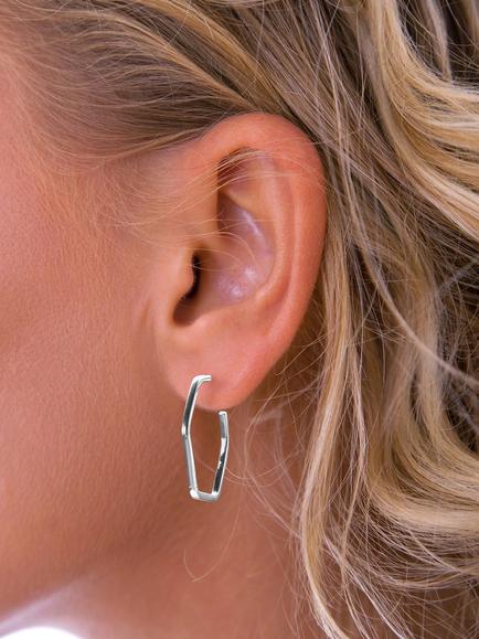 Nina B Hexagonal Hoop Earrings, Silver - view 2, Silver