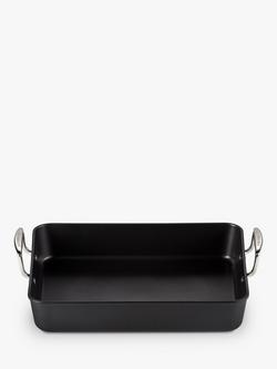 Le Creuset Toughened Non-Stick Rectangular Roaster, 35cm - view 2, Black