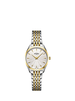 Rotary LB08011/02 Women's Ultra Slim Bracelet Strap Watch, Silver/Gold, Silver/Gold