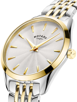 Rotary LB08011/02 Women's Ultra Slim Bracelet Strap Watch, Silver/Gold - view 2, Silver/Gold