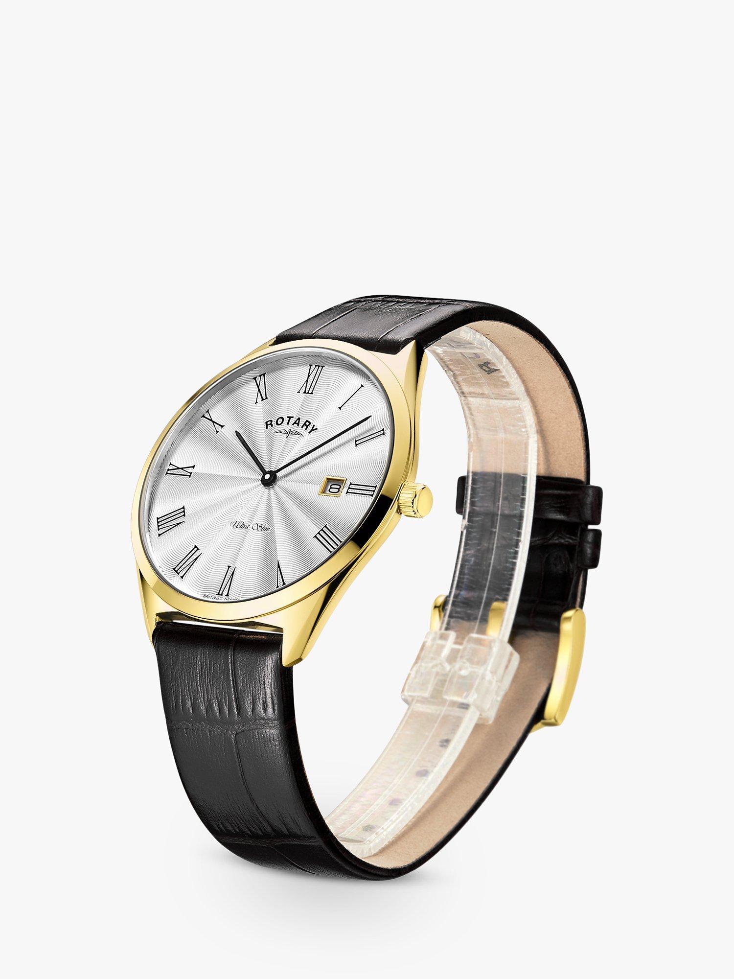 Rotary Men s Ultra Slim Date Leather Strap Watch