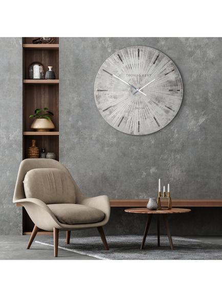 Thomas Kent Starburst Analogue Wall Clock, Silver - view 2, Silver