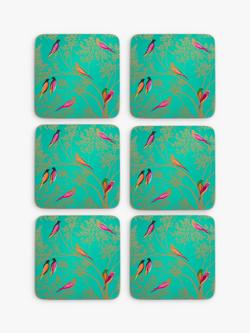 Sara Miller Chelsea Collection Cork-Backed Birds Coasters, Set of 6, Green/Multi, Green/Multi