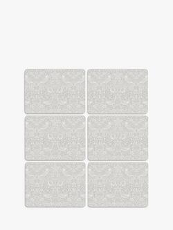 Morris & Co. Strawberry Thief Pure Morris Cork-Backed Placemats, Set of 6, White