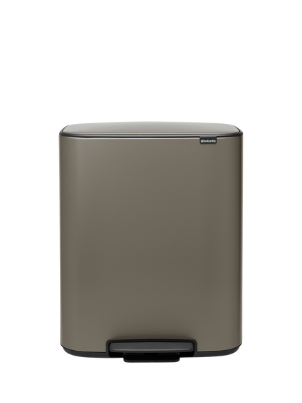 Brabantia Bo Pedal Recycling Bin, 30L & 30L, Platinum