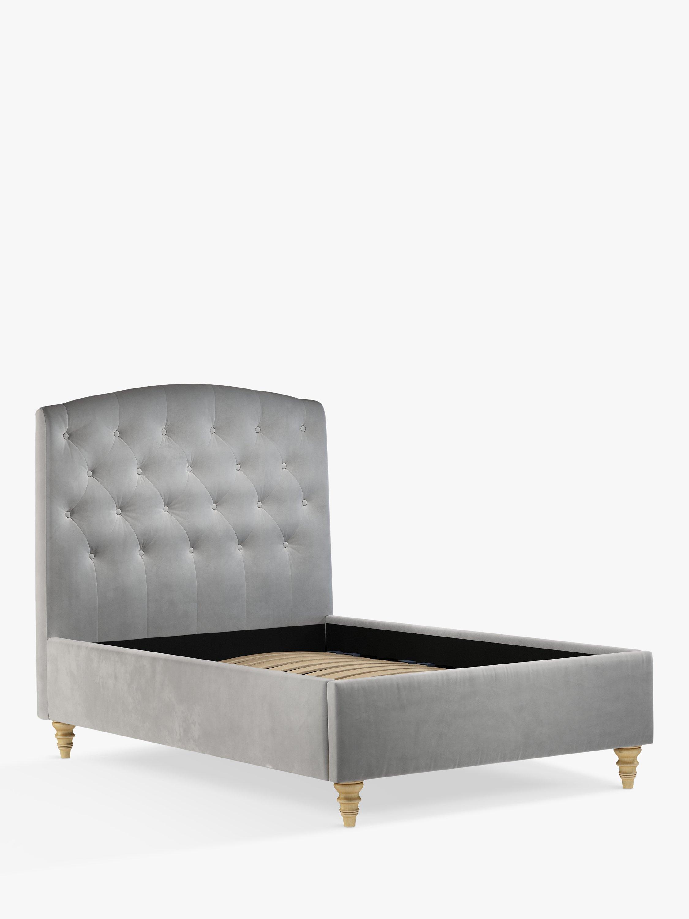 John Lewis Rouen Upholstered Bed Frame, Small Double, Deep Velvet Steel