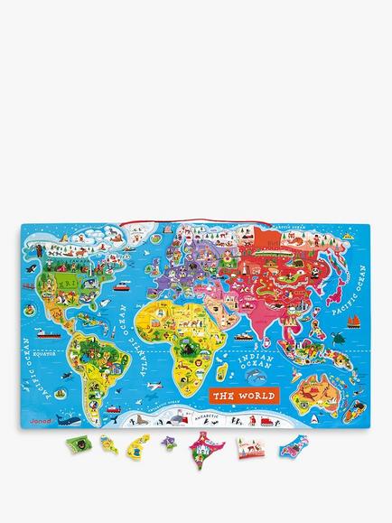 Janod World Map Magnet Puzzle, 92 Pieces - view 2, Multi