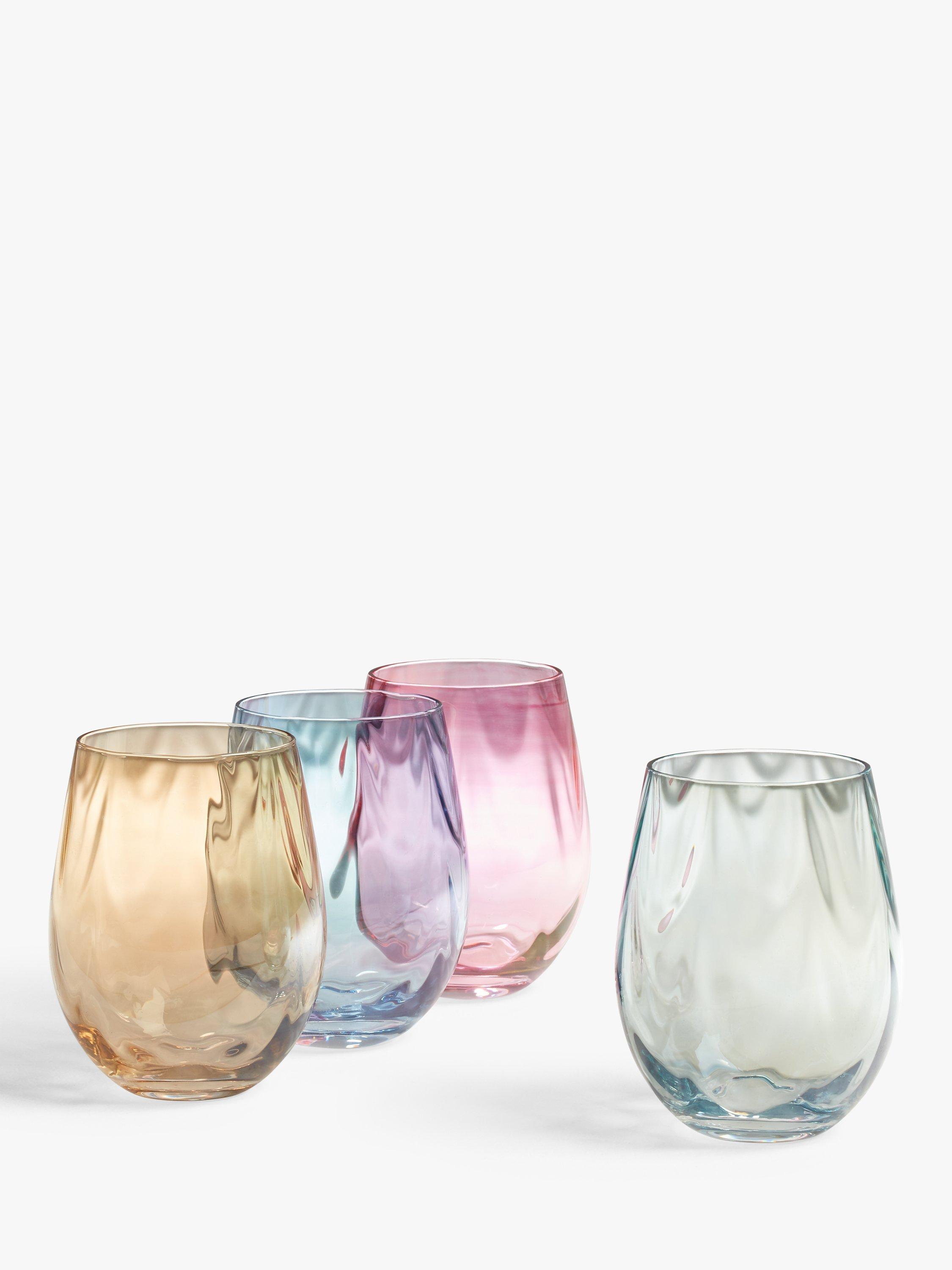 John Lewis & Partners Waterwave Glass Tumblers, 600ml, Set of 4, Assorted