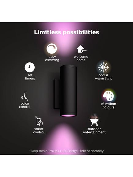 Philips Hue White and Colour Ambiance Appear LED Smart Outdoor Wall Light - view 2, Black