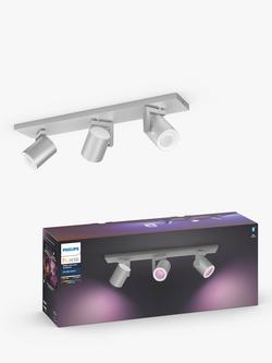 Philips Hue White and Colour Ambiance Argenta LED Smart Triple Spotlight with Bluetooth, Grey, Grey
