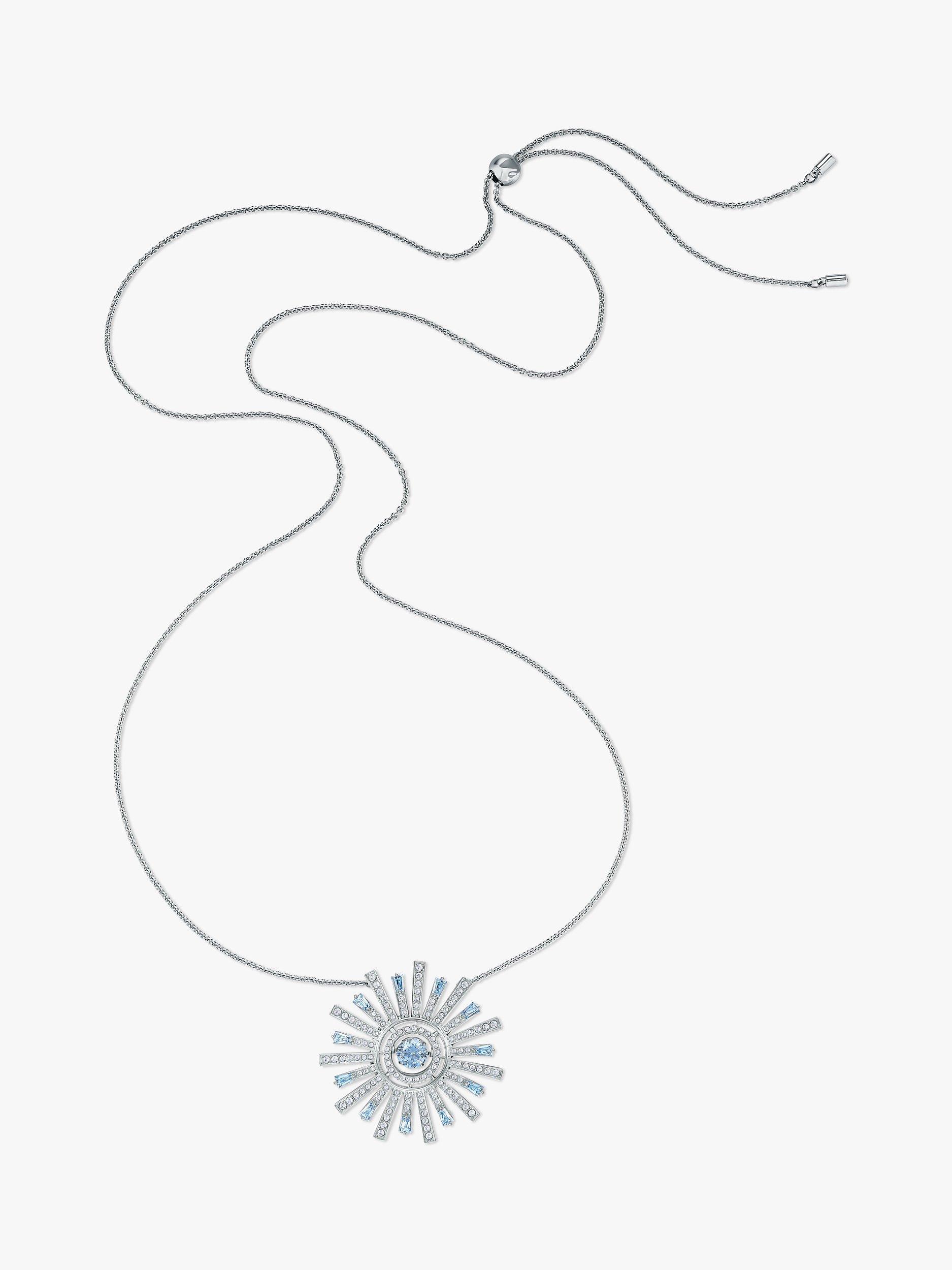 Swarovski Sunshine Rhodium Plated Pendant Necklace, Silver/Blue