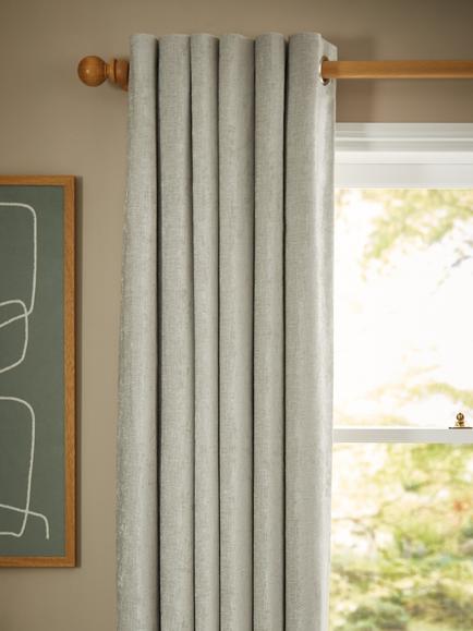 John Lewis Chenille Pair Blackout/Thermal Lined Eyelet Curtains, Flint