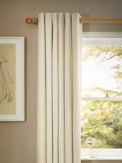 John Lewis Chenille Pair Blackout/Thermal Lined Eyelet Curtains, Oyster