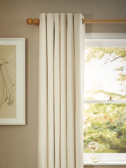John Lewis Chenille Pair Blackout/Thermal Lined Eyelet Curtains, Oyster