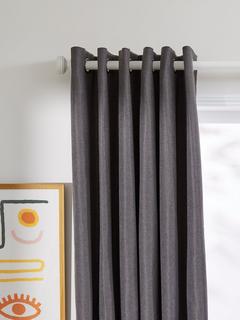 John Lewis Basket Weave Pair Blackout/Thermal Lined Eyelet Curtains, Grey, W167 x Drop 137cm