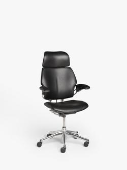 Humanscale Freedom Leather Office Chair, Black/Chrome