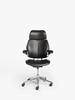 Humanscale Freedom Leather Office Chair - view 2, Black/Chrome