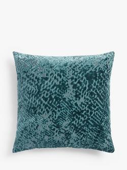 John Lewis High Low Velvet Cushion, Fjord