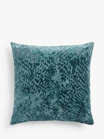 John Lewis High Low Velvet Cushion - view 2, Fjord