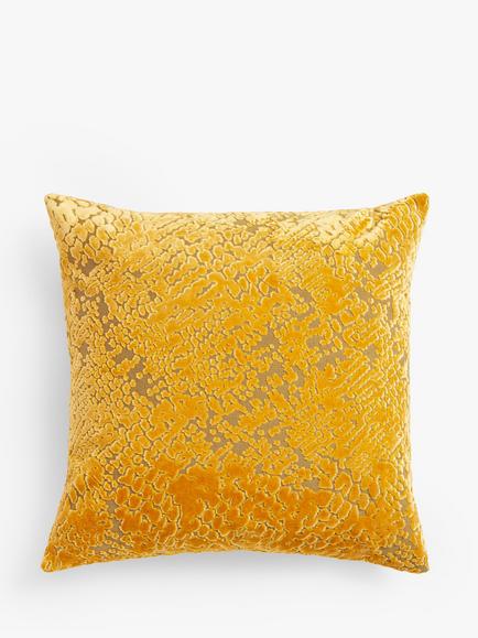 John Lewis High Low Velvet Cushion, Saffron