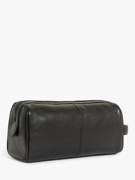 John Lewis Leather Wash Bag - view 2, Black