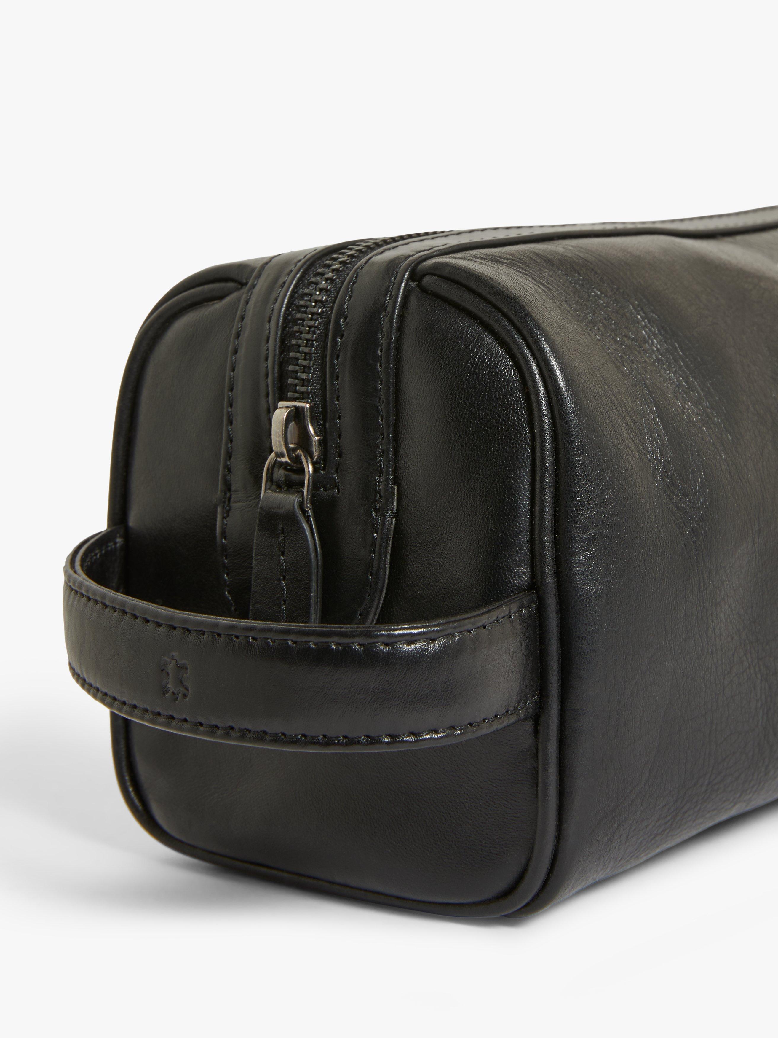 Product image 4 of 8, which shows John Lewis Vegetable Tan Leather Wash Bag, Black