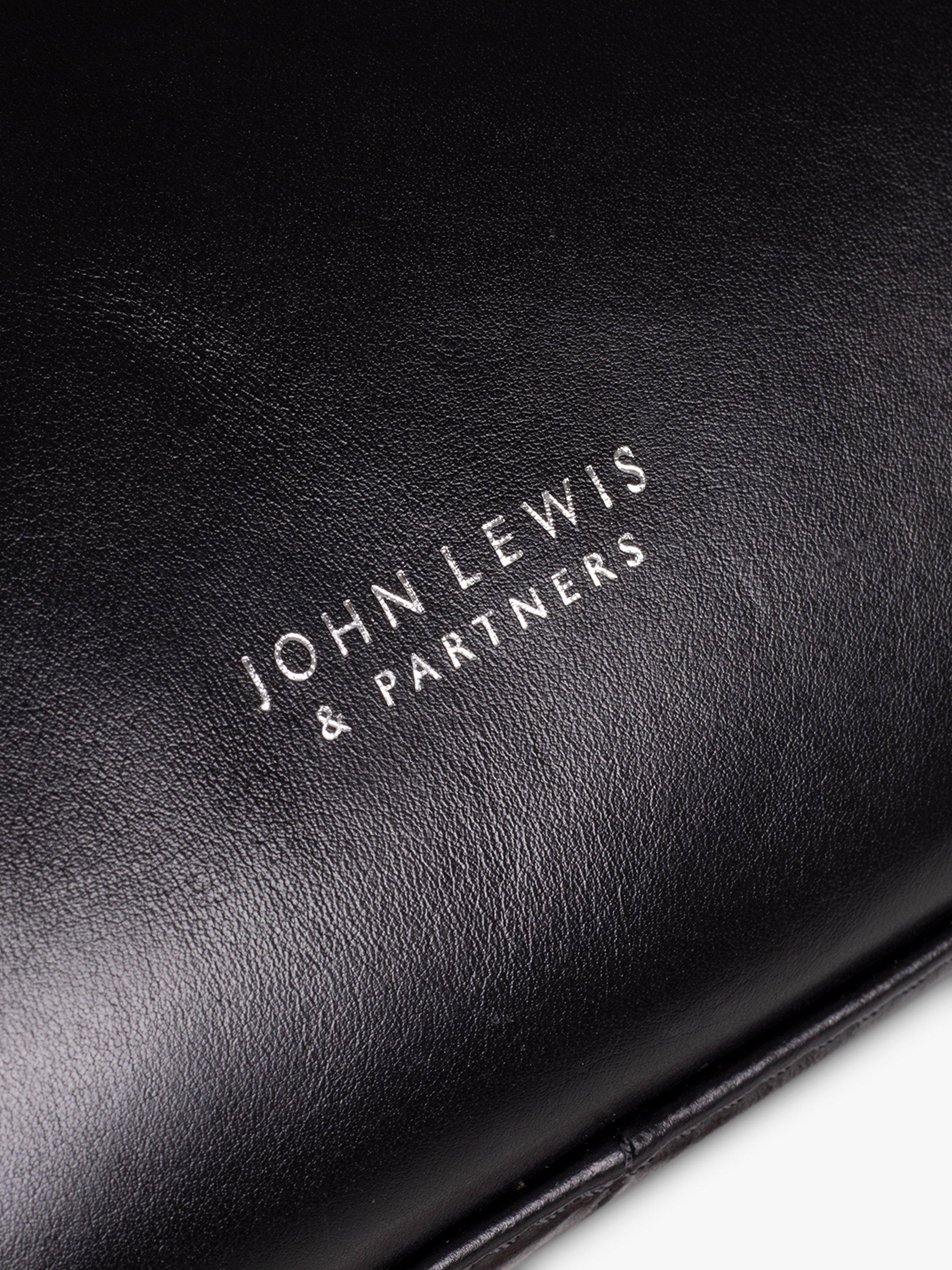 Product image 5 of 8, which shows John Lewis Vegetable Tan Leather Wash Bag, Black