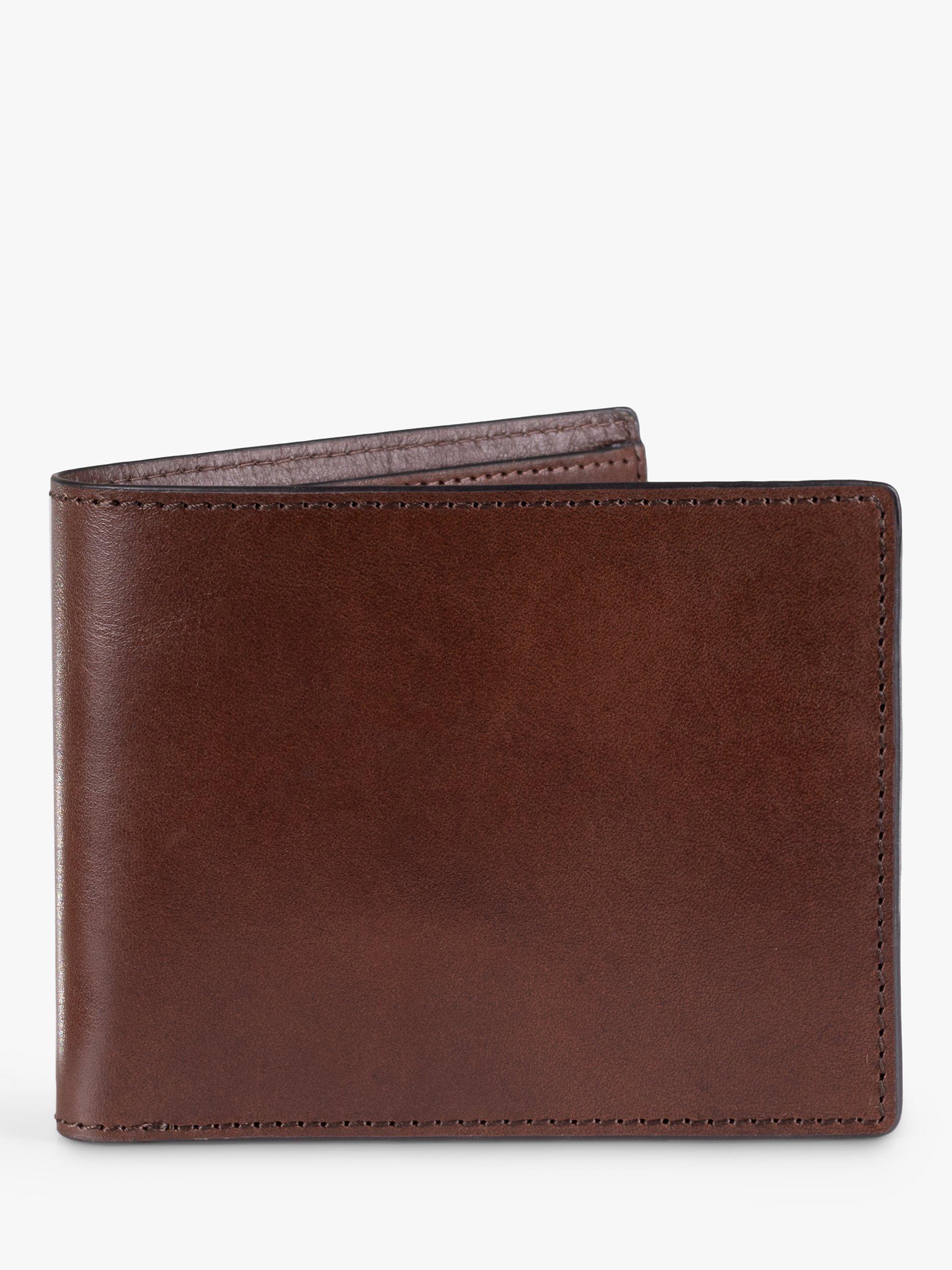 John Lewis Vegetable Tanned Leather Card Coin Bifold Wallet, Brown