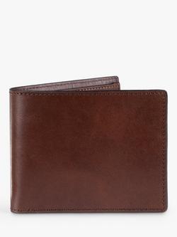 John Lewis Vegetable Tanned Leather Card Coin Bifold Wallet, Brown