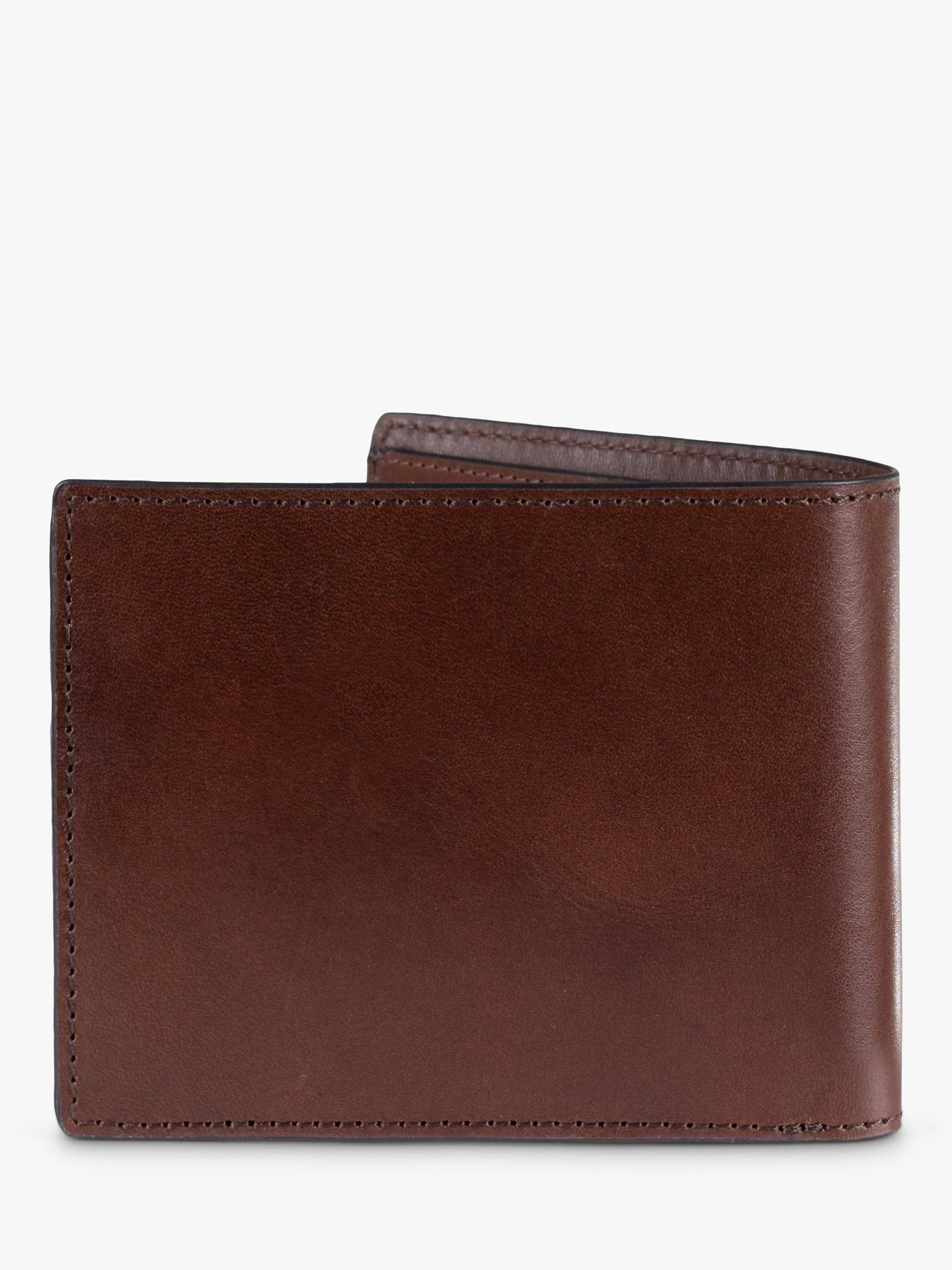 John Lewis Vegetable Tanned Leather Card Coin Bifold Wallet, Brown