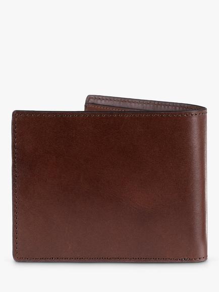 John Lewis Vegetable Tanned Leather Card Coin Bifold Wallet - view 2, Brown
