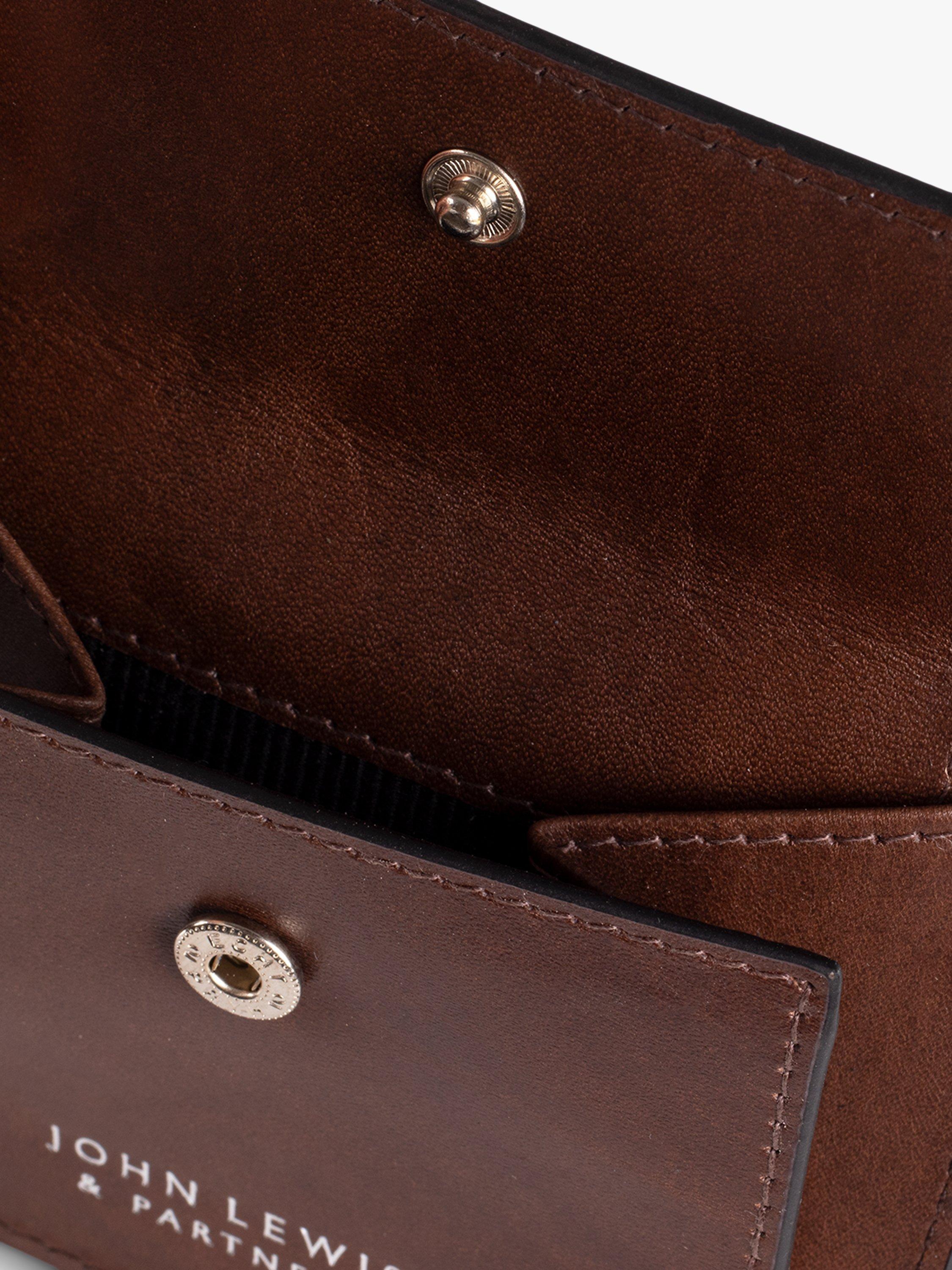 Product image 5 of 6, which shows John Lewis Vegetable Tanned Leather Card Coin Bifold Wallet, Brown