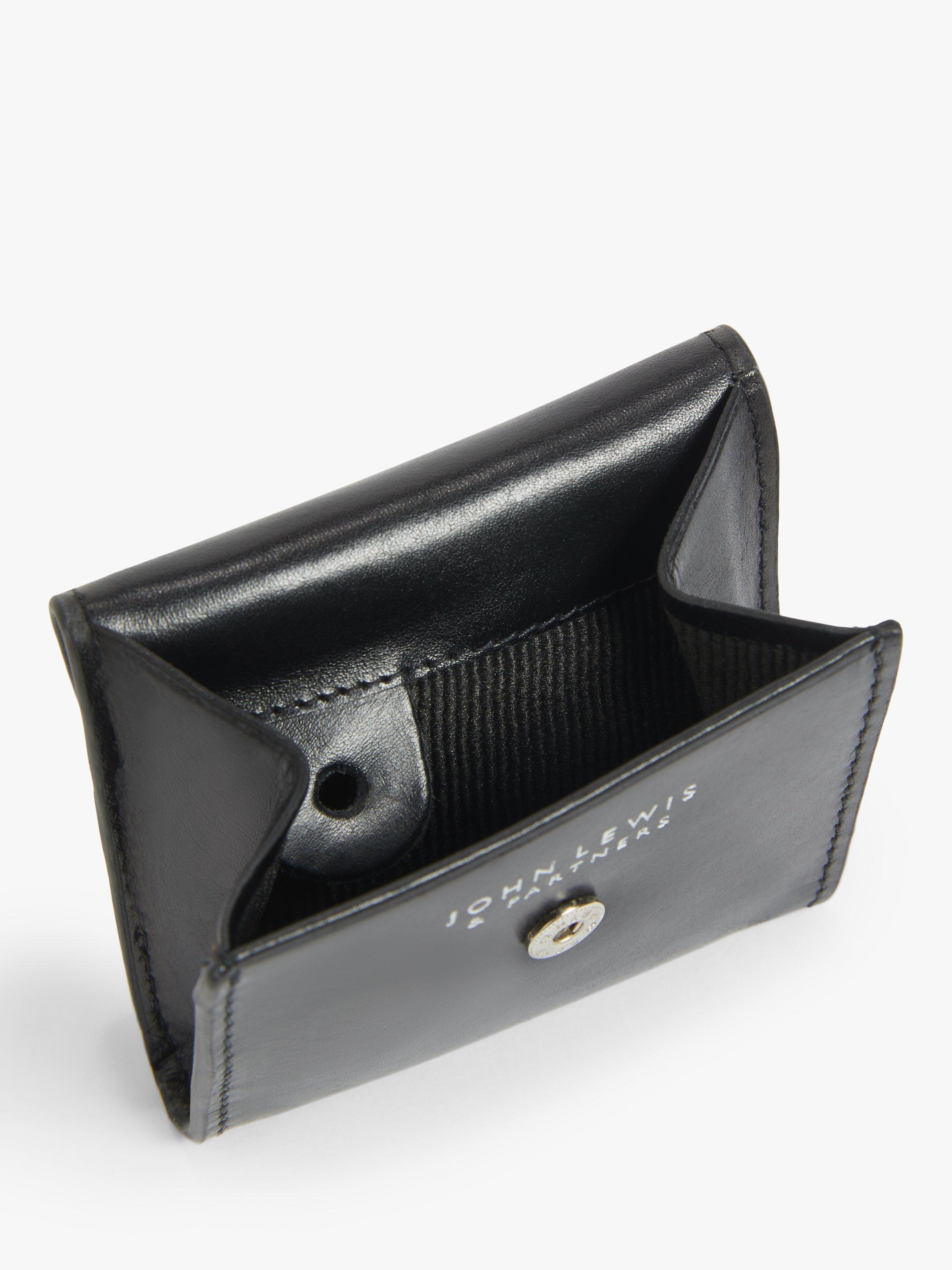 John Lewis Vegetable Tan Leather Coin Holder, Black