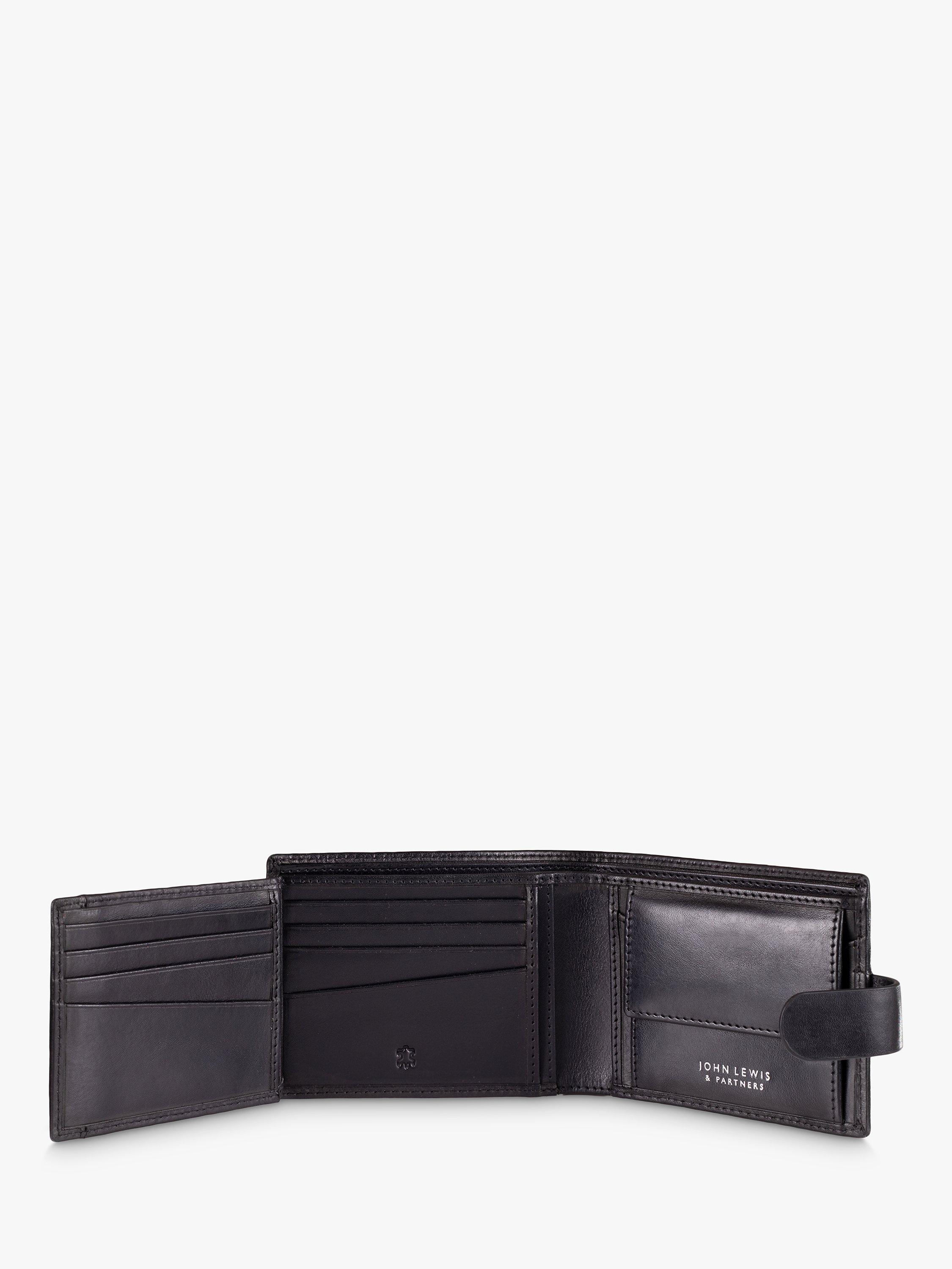 Product image 4 of 6, which shows John Lewis Vegetable Tanned Leather Card Coin Flip Wallet, Black