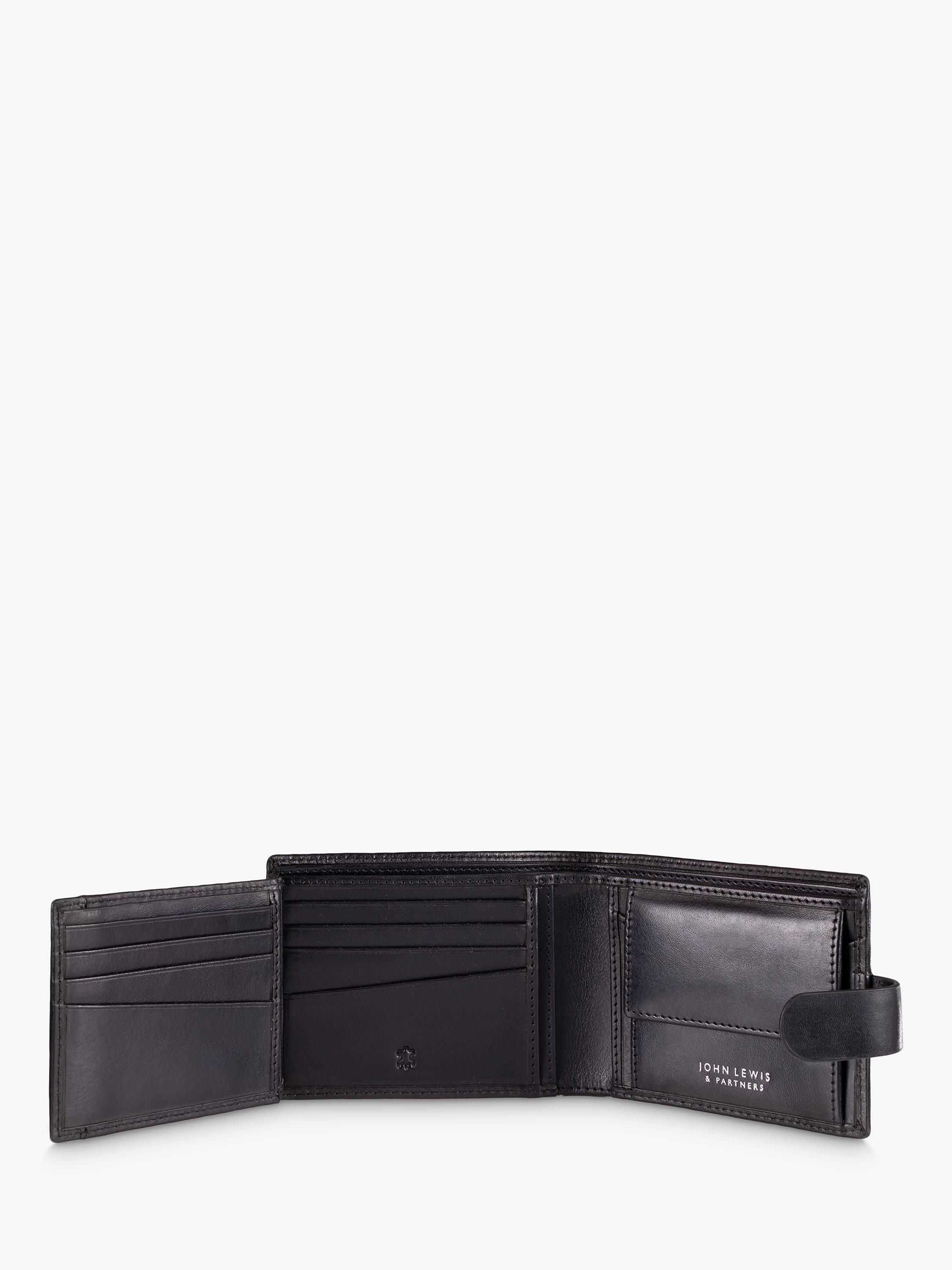 John Lewis Vegetable Tanned Leather Card Coin Flip Wallet, Black