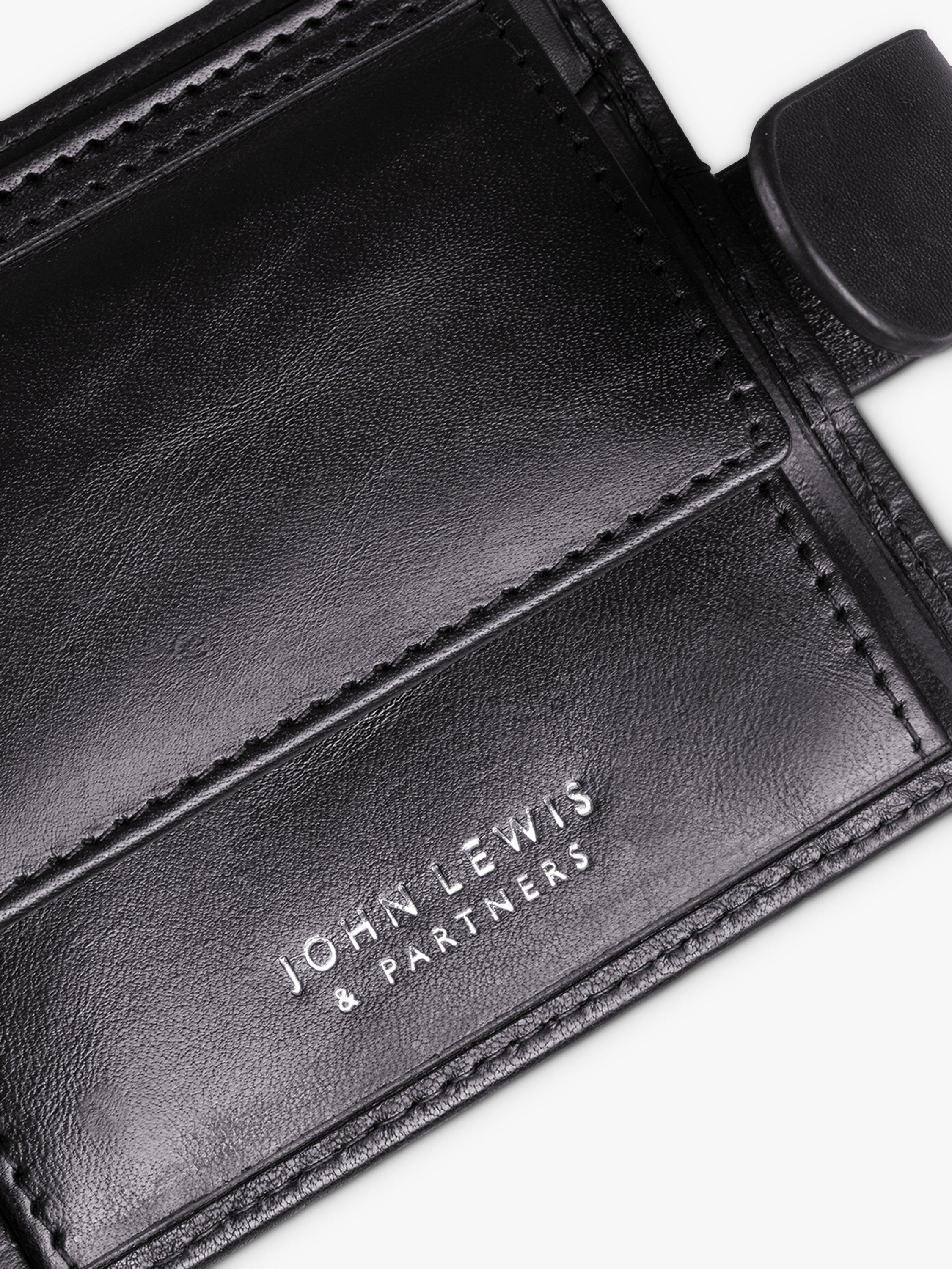 John Lewis Vegetable Tanned Leather Card Coin Flip Wallet, Black