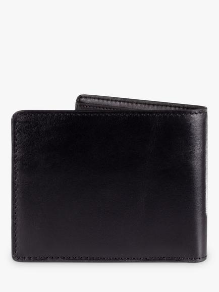 John Lewis Vegetable Tanned Leather Card Coin Bifold Wallet - view 2, Black