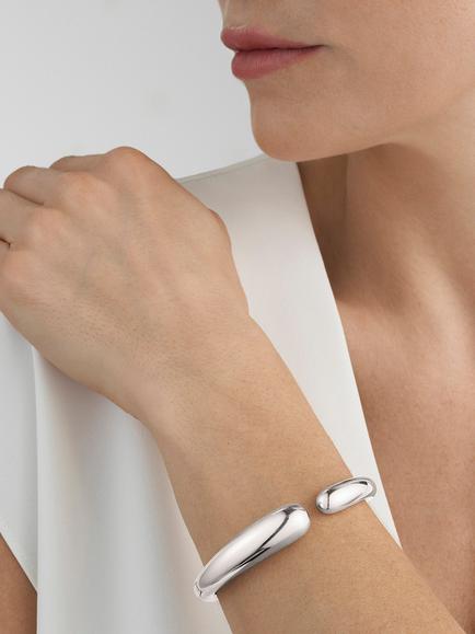 Georg Jensen Mercy Hinged Asymmetric Bangle, Silver - view 2, Silver