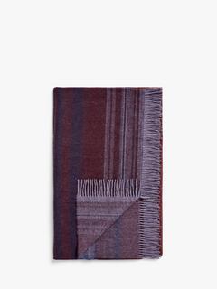 John Lewis Ombre Stripe Merino Wool Throw, Blue/Plum, L200 x W140cm