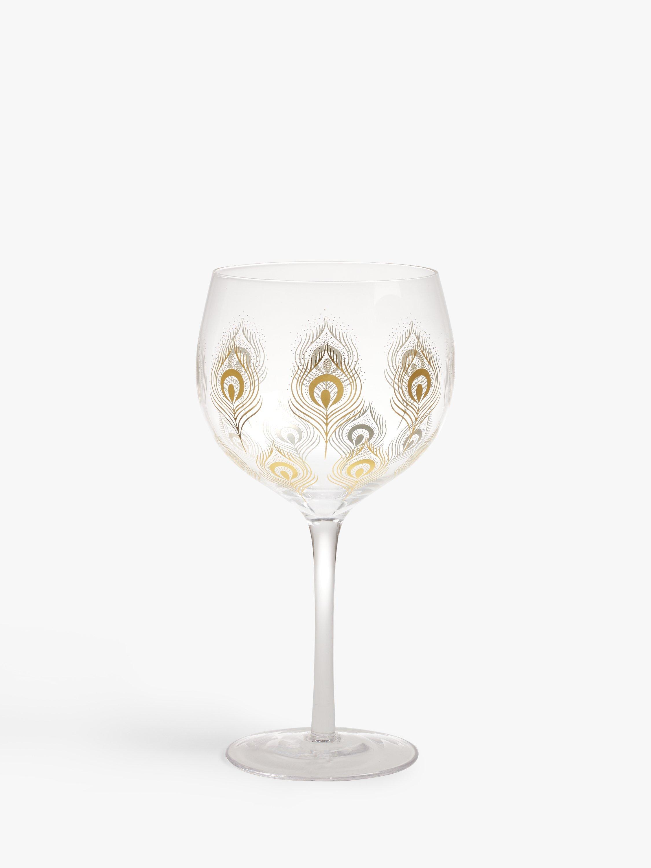 John Lewis Peacock Feather Gin Glass, 700ml, Clear/Gold