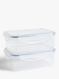 John Lewis Rectangular Plastic Storage Containers, Set of 2, 1L, Clear