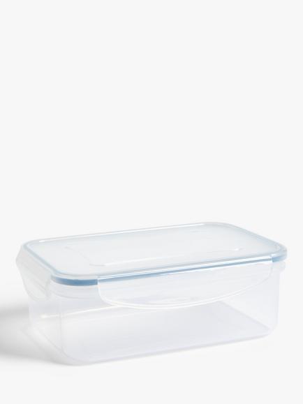 John Lewis Rectangular Plastic Storage Containers, Set of 2, 1L, Clear - view 2, Clear