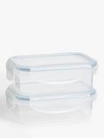 John Lewis Rectangular Plastic Snack Boxes, Set of 2, 240ml, Clear