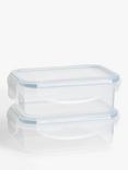 John Lewis ANYDAY Rectangular Plastic Snack Boxes, Set of 2, 240ml, Clear