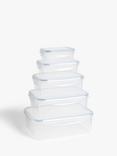 John Lewis Nesting Rectangular Plastic Storage Containers, Set of 5, Clear