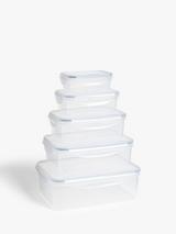 John Lewis Nesting Rectangular Plastic Storage Containers, Set of 5, Clear